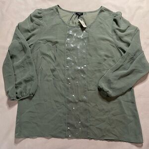 Talbots Sage Green Blouse‎ with Sequins